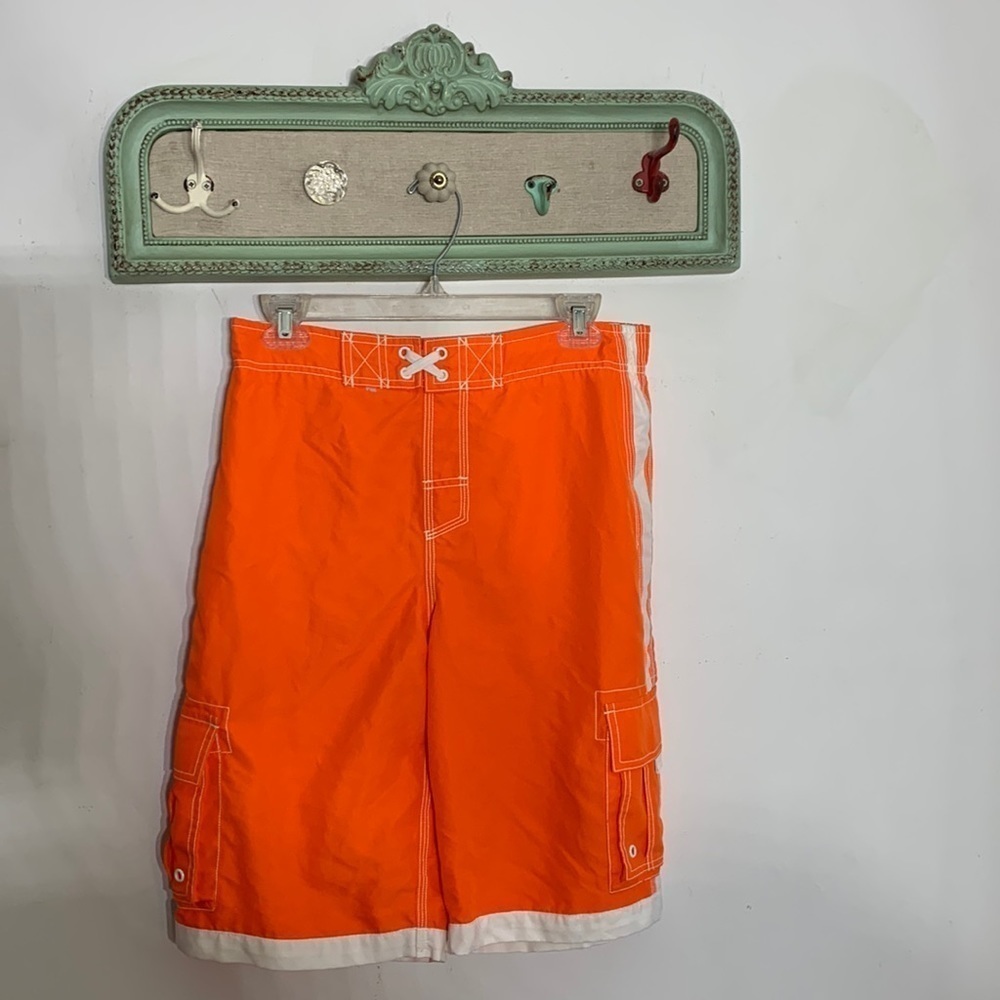 Cherokee boys extra-large neon orange and white swim trunks